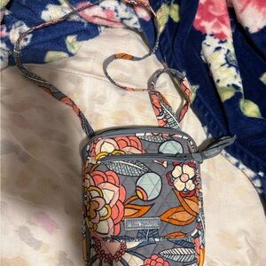 Vera Bradley Floral Crossbody Bag in Gray and Orange